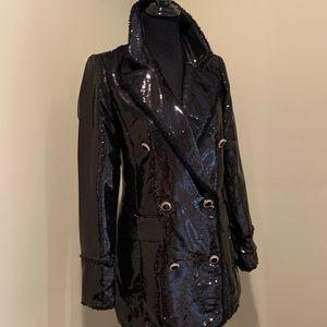 Black sequined double breasted jacket